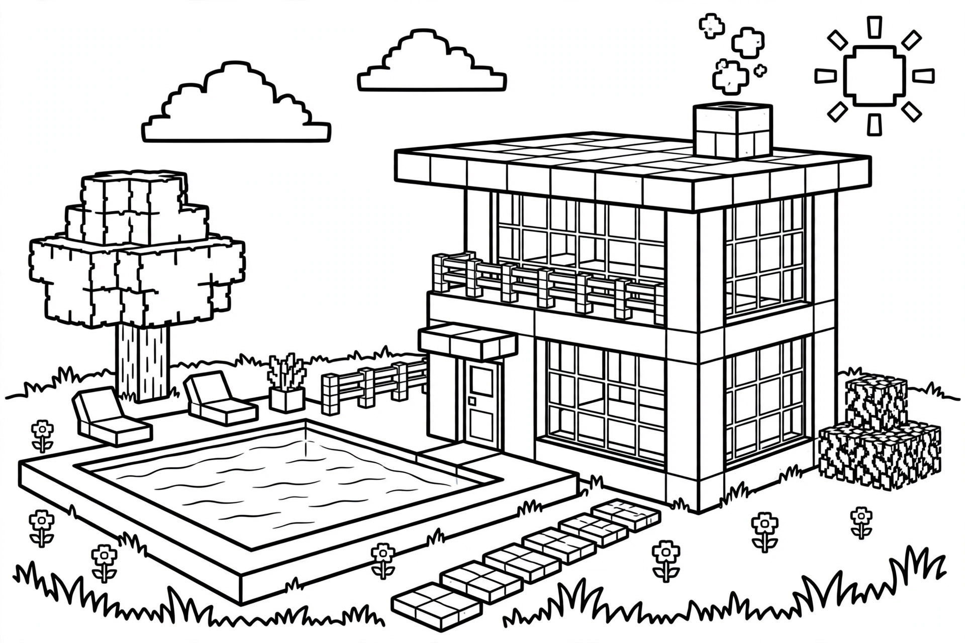 Modern-Minecraft-house-coloring-page