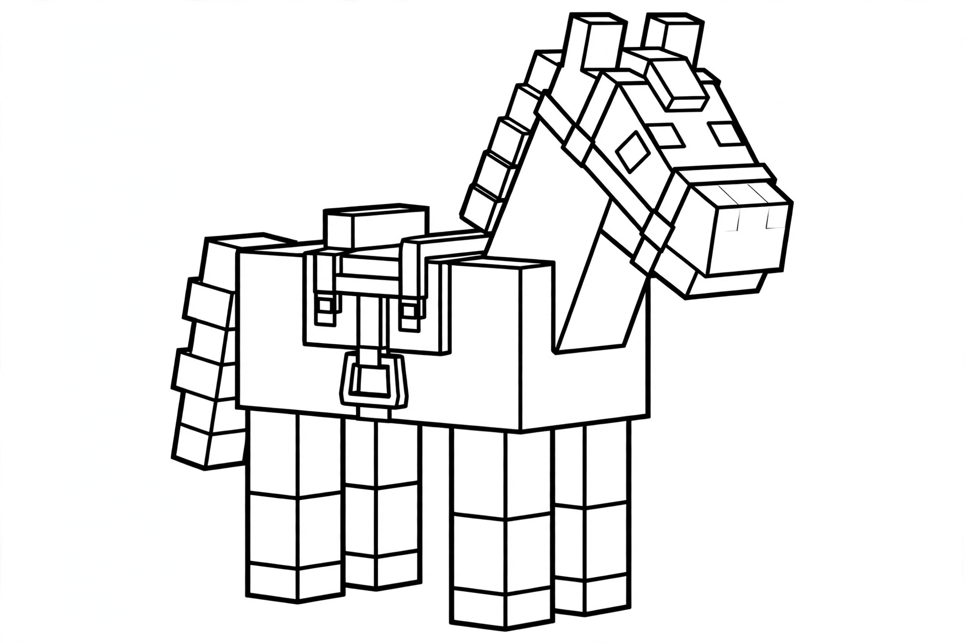 Minecraft Horse coloring page - with saddle