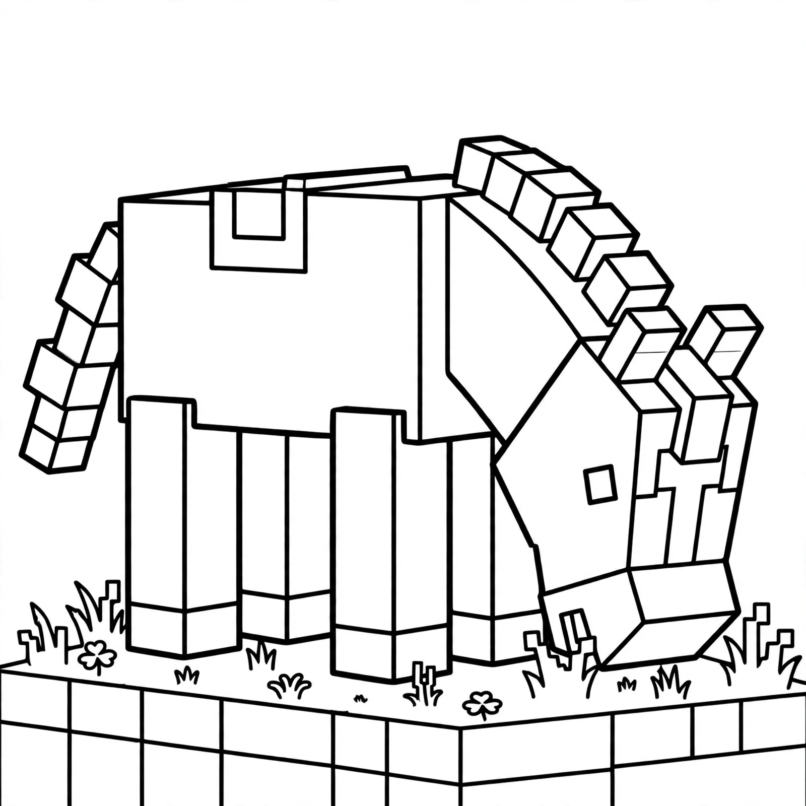 Minecraft Horse coloring page - grazing