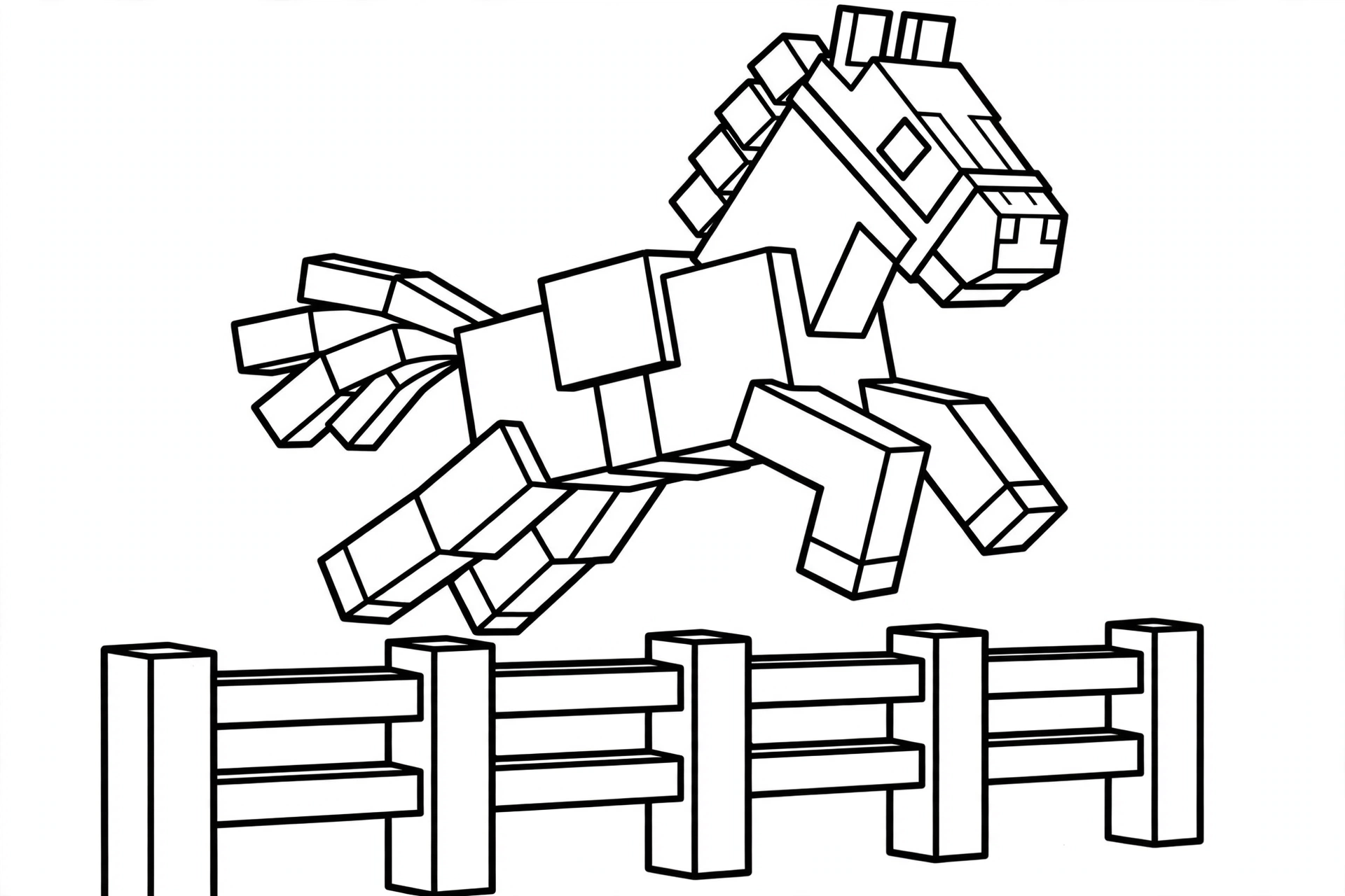 Minecraft Horse coloring page - jumping