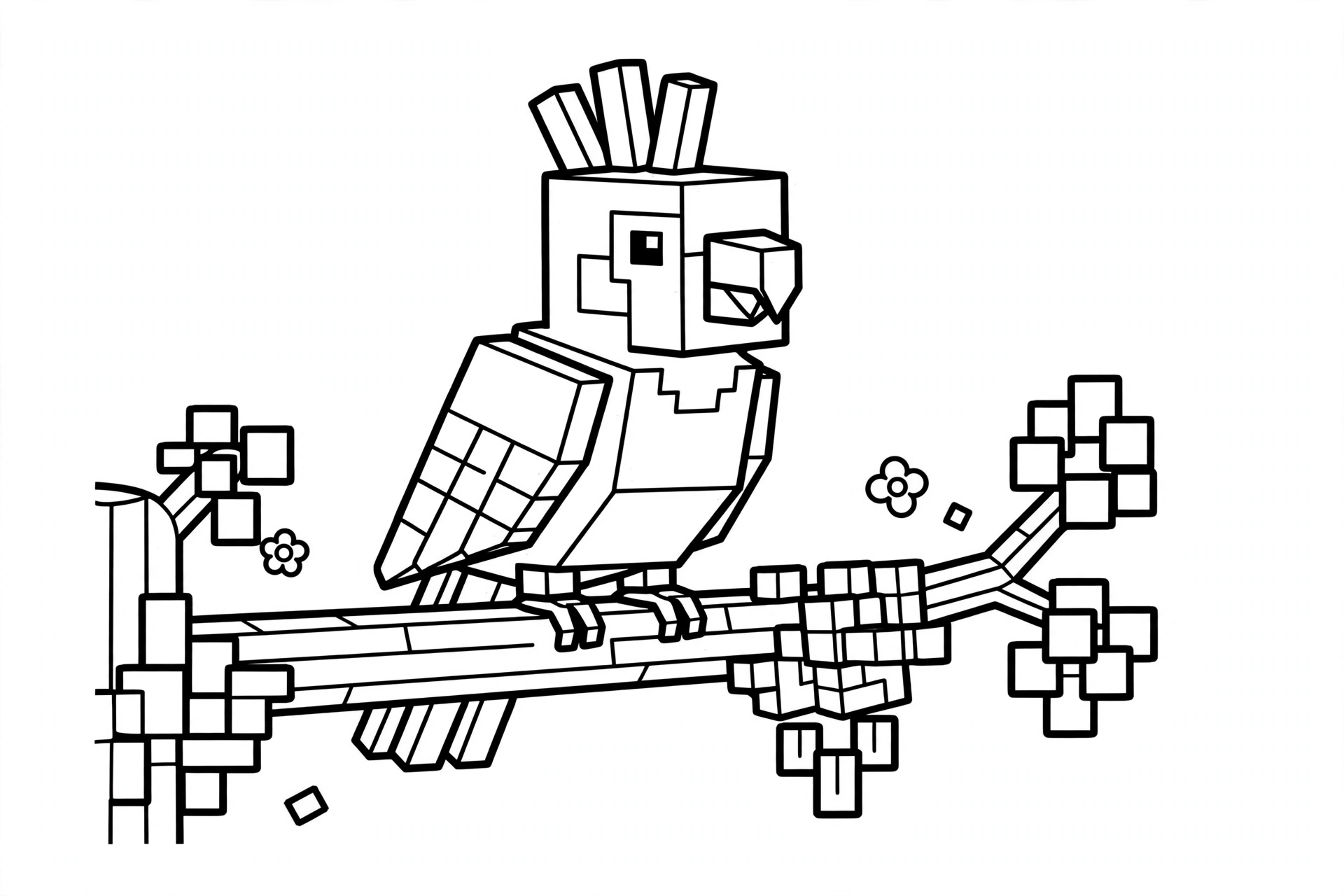 Minecraft Parrot coloring page - perched