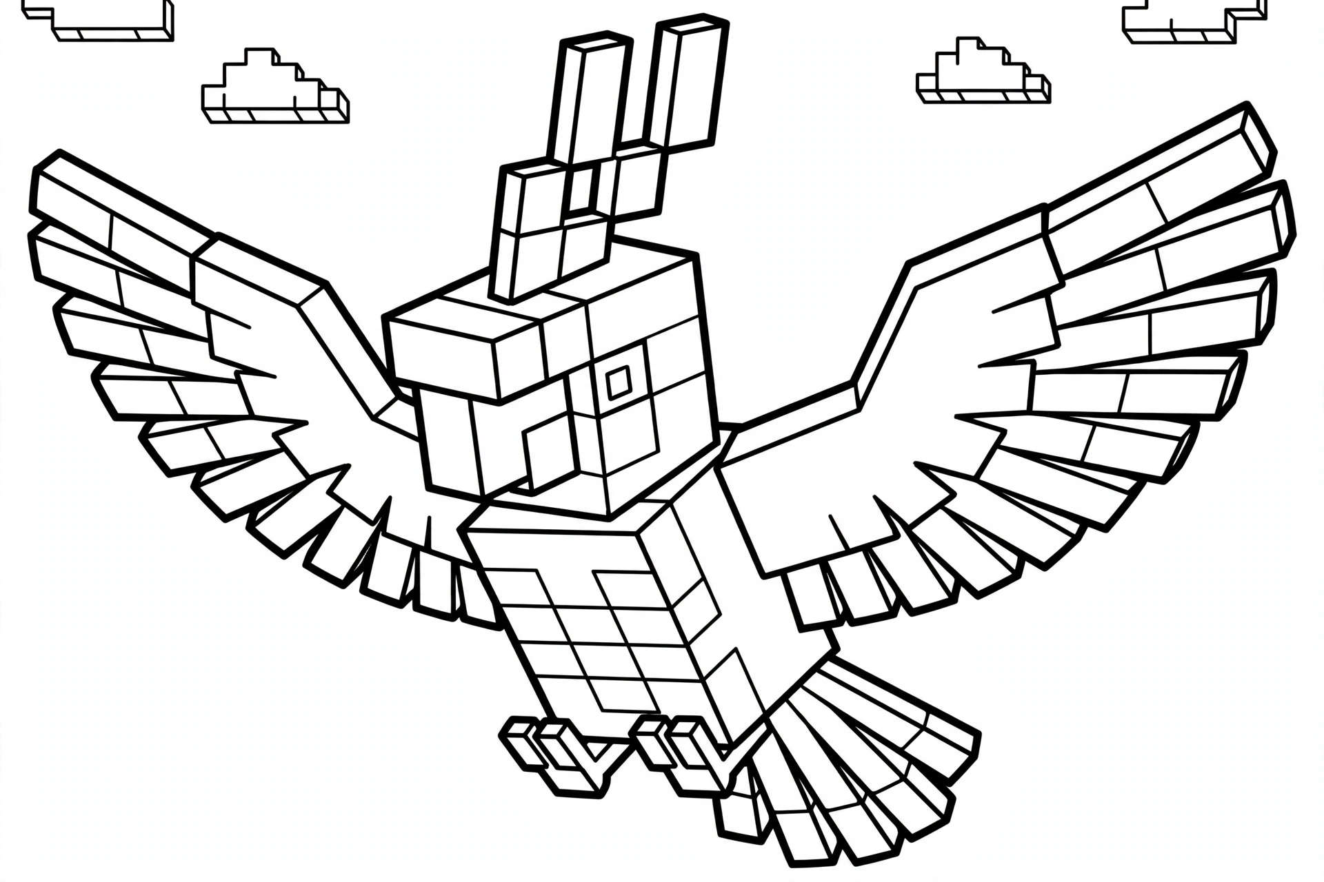 Minecraft Parrot coloring page - flying
