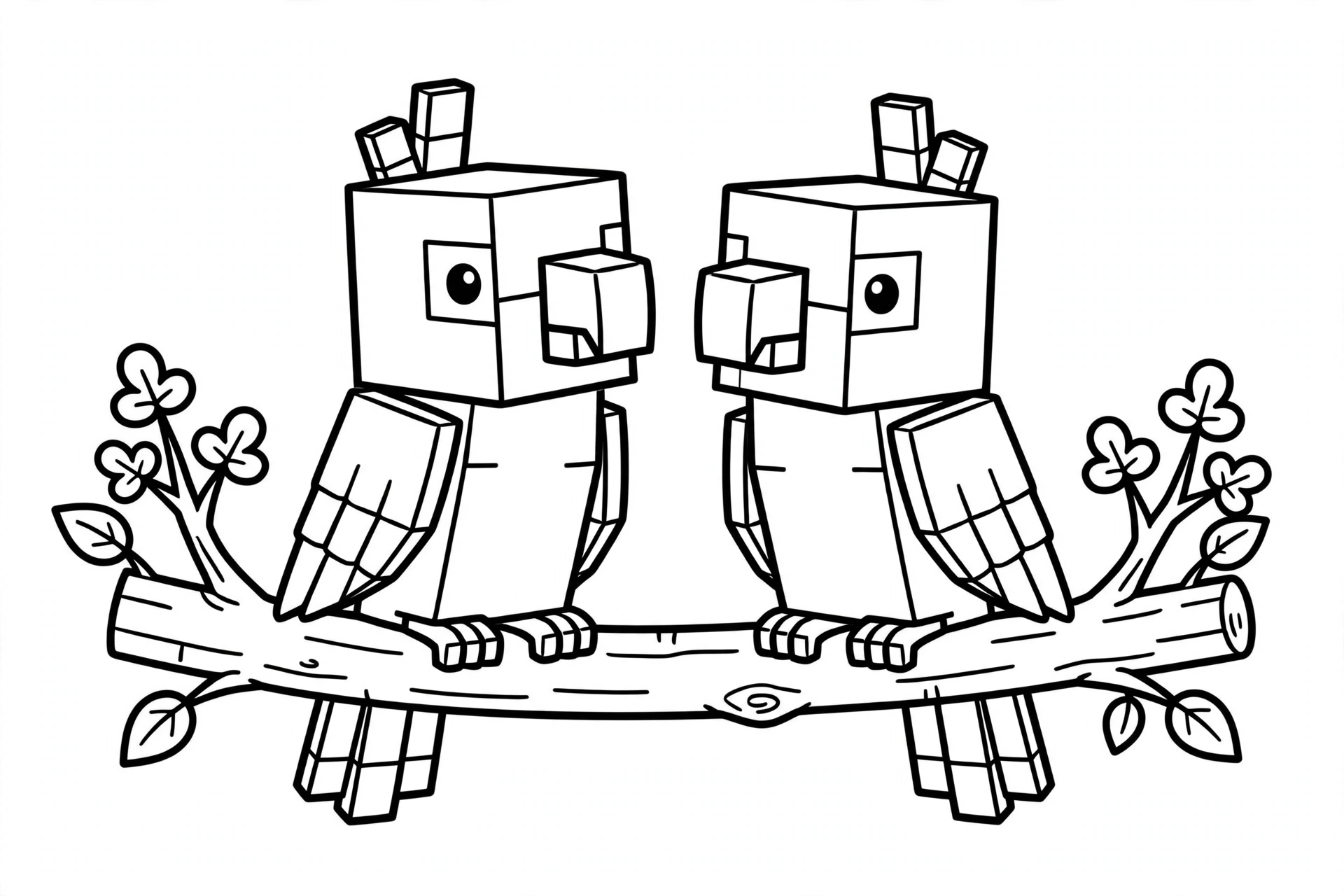 Minecraft Parrot coloring page - two-parrots