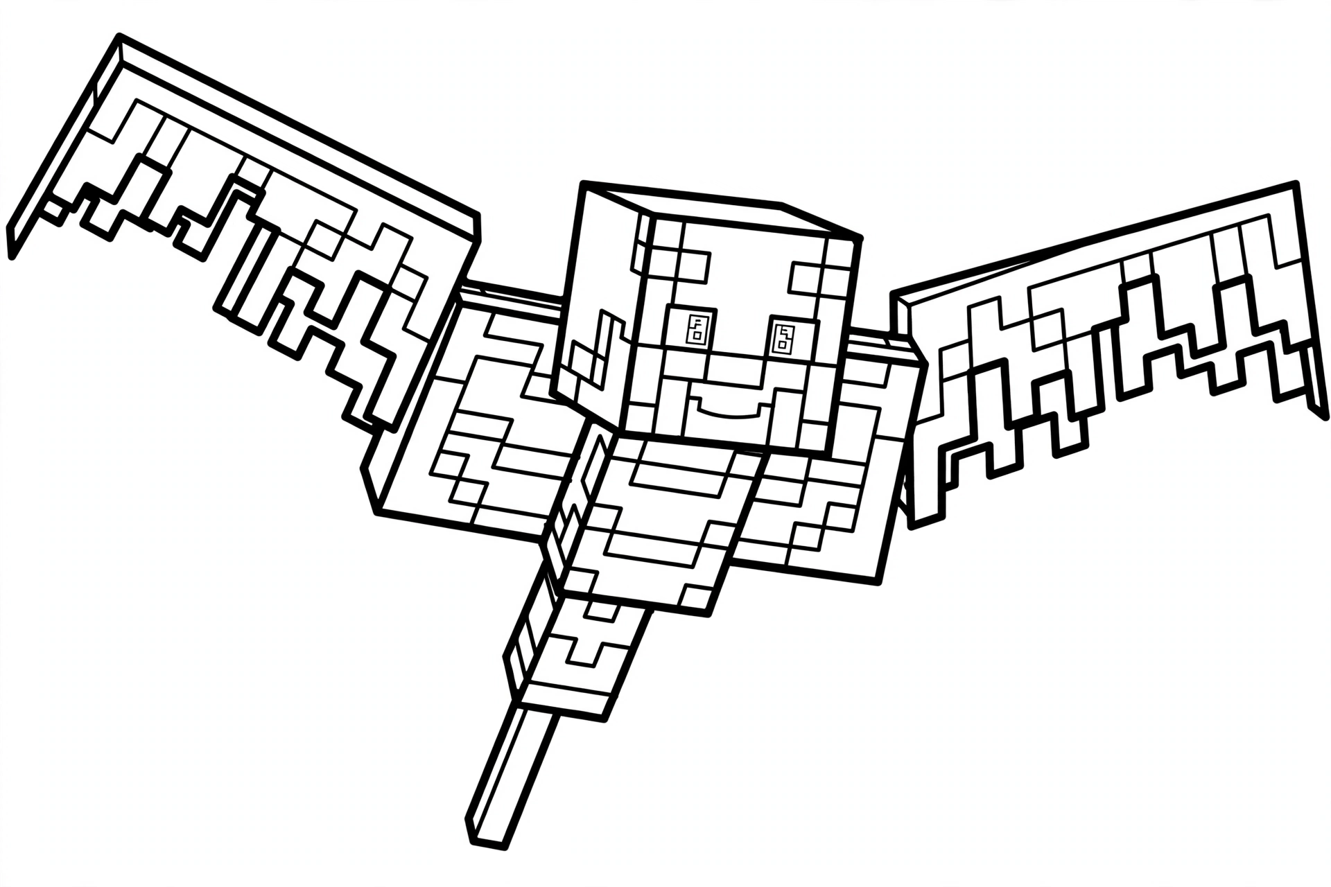 Minecraft Phantom coloring page - flying