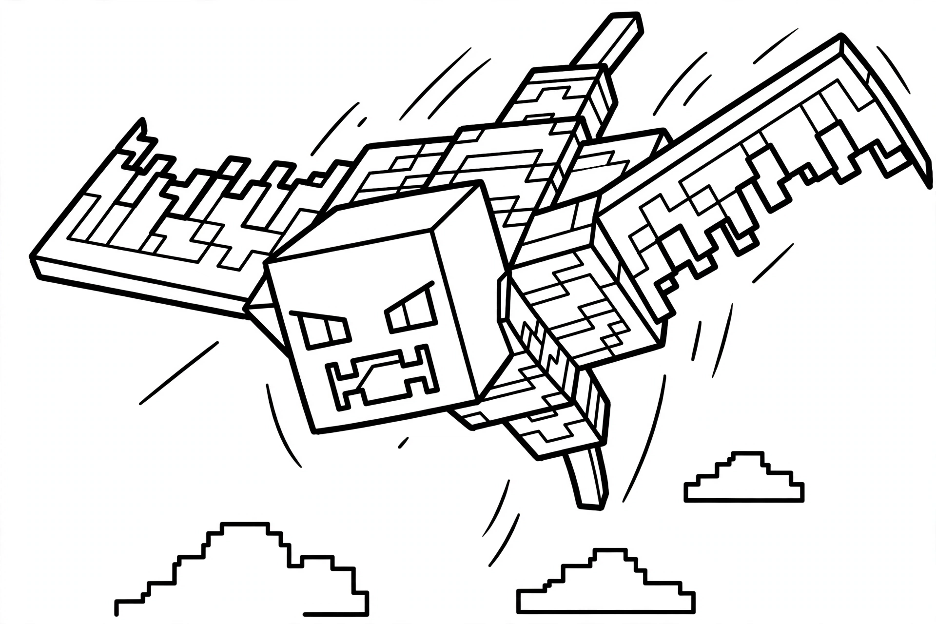 Minecraft Phantom coloring page - swooping attack