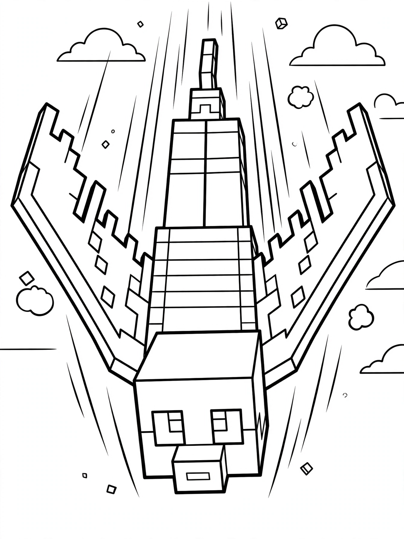 Minecraft Phantom coloring page - diving