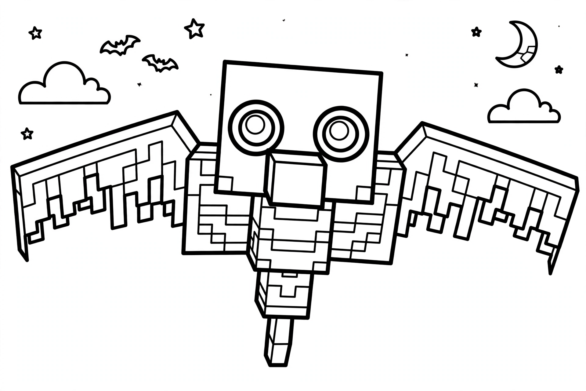 Minecraft Phantom coloring page - wing spread