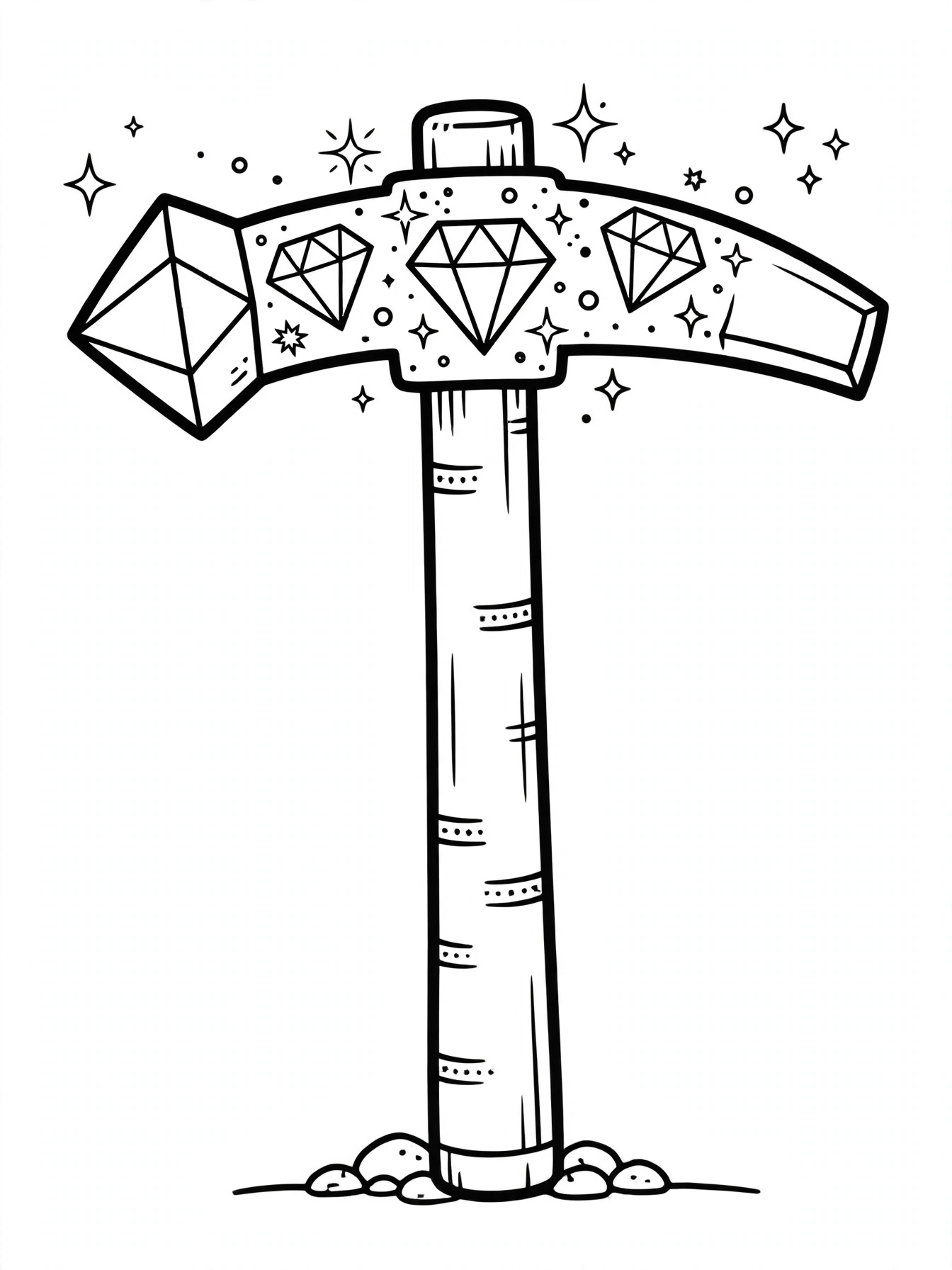 Diamond pickaxe coloring page