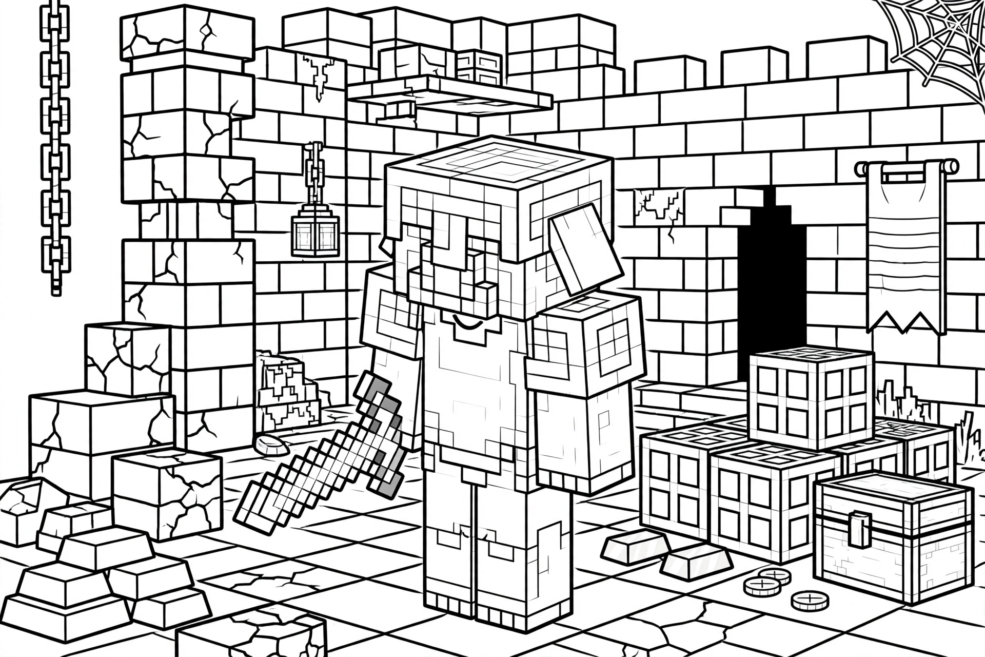 Minecraft Piglin coloring page - bastion