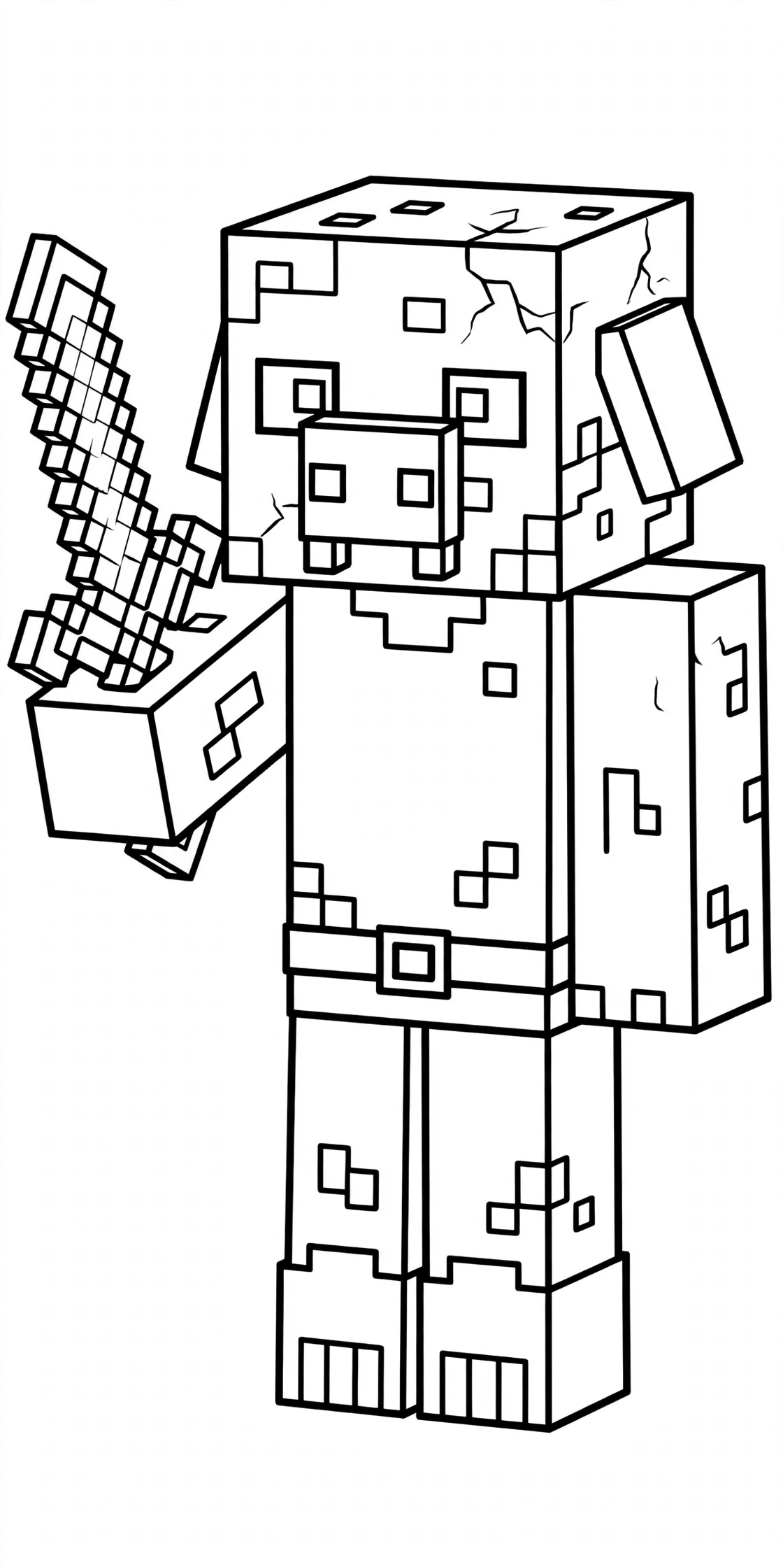 Minecraft Piglin coloring page - zombified