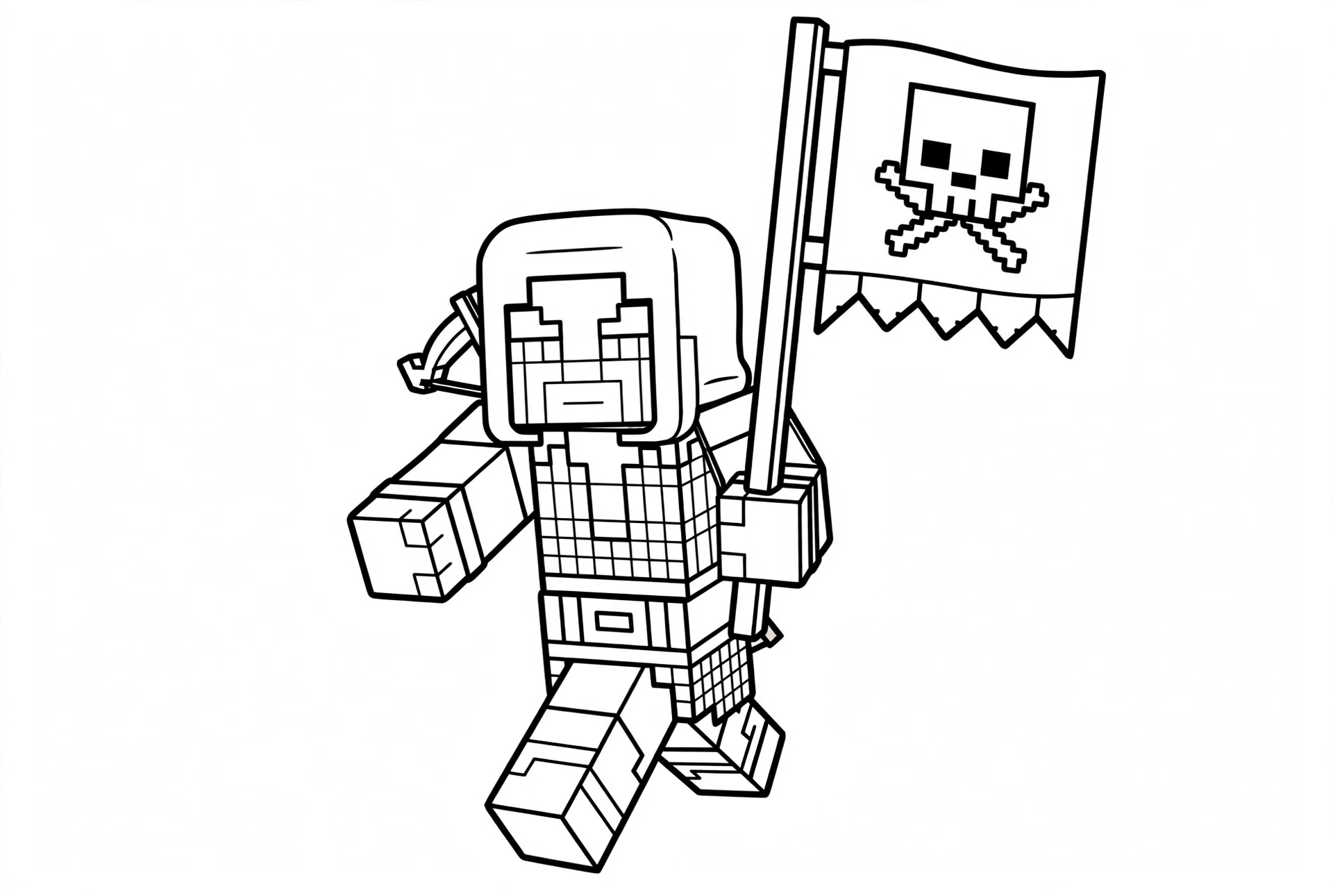 Minecraft Pillager coloring page - with vindicator