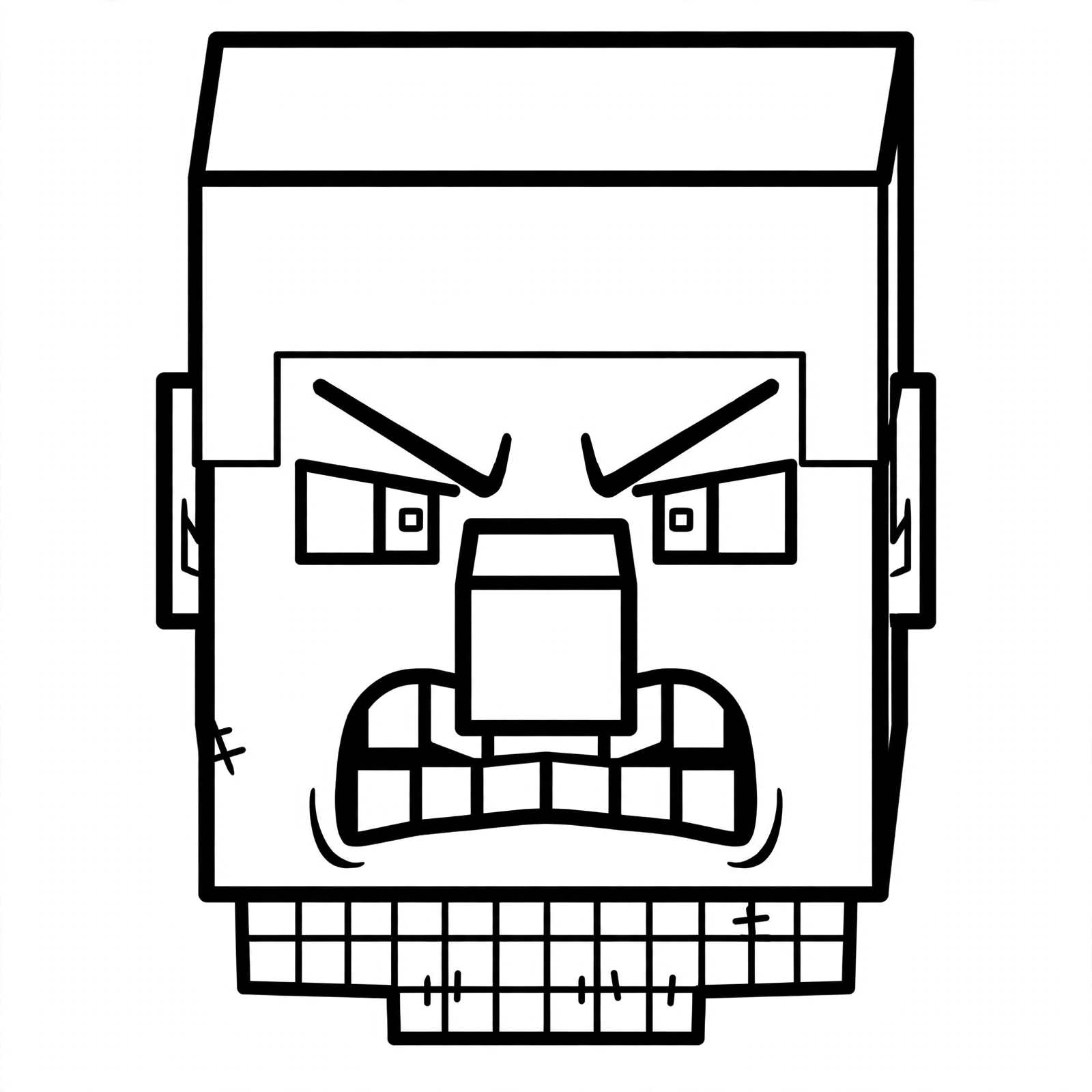 Minecraft Pillager coloring page - closeup face
