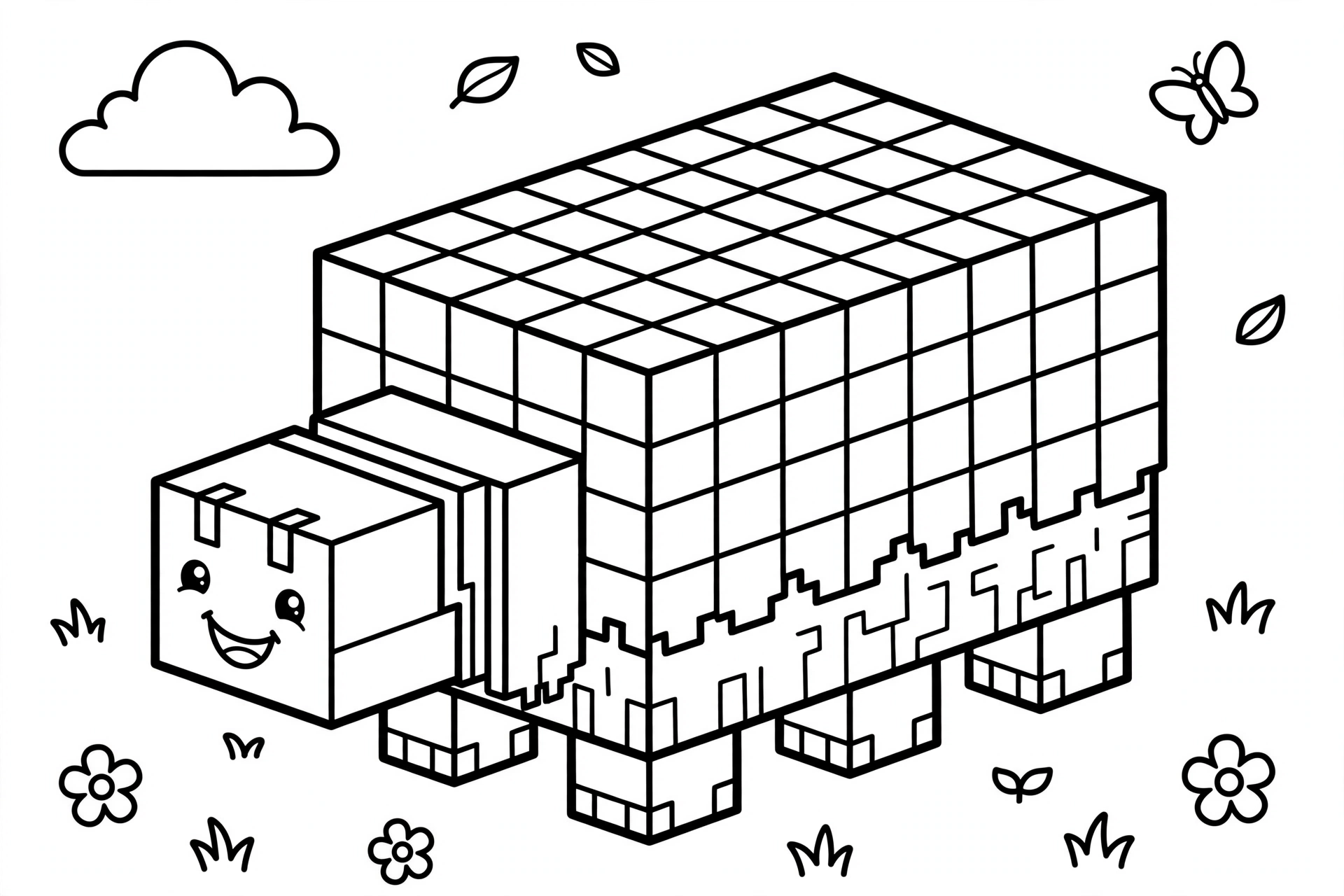 Minecraft Sniffer coloring page - happy sniffer