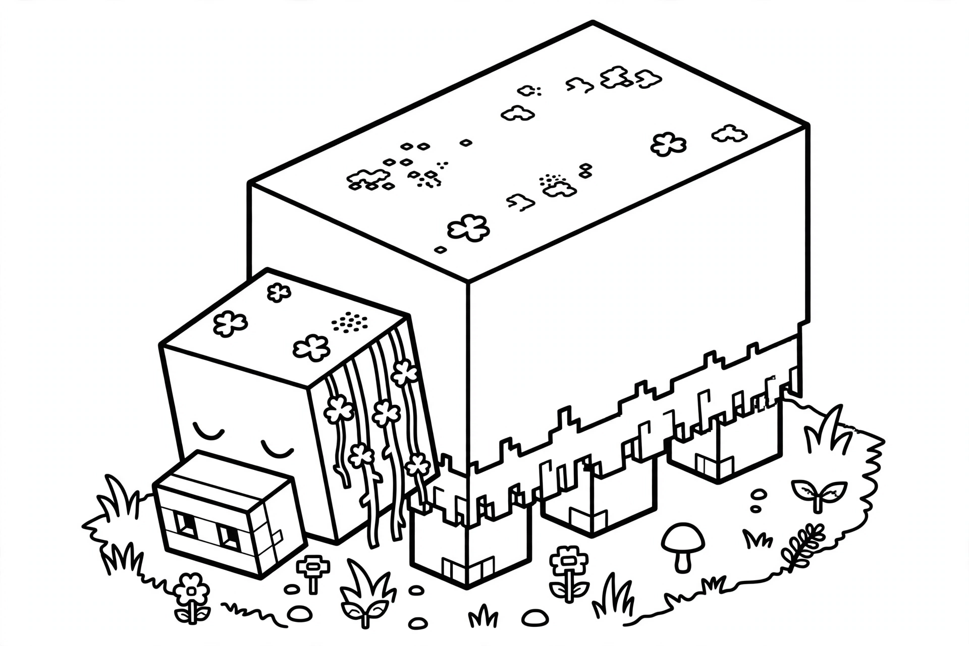 Minecraft Sniffer coloring page - sniffing the ground