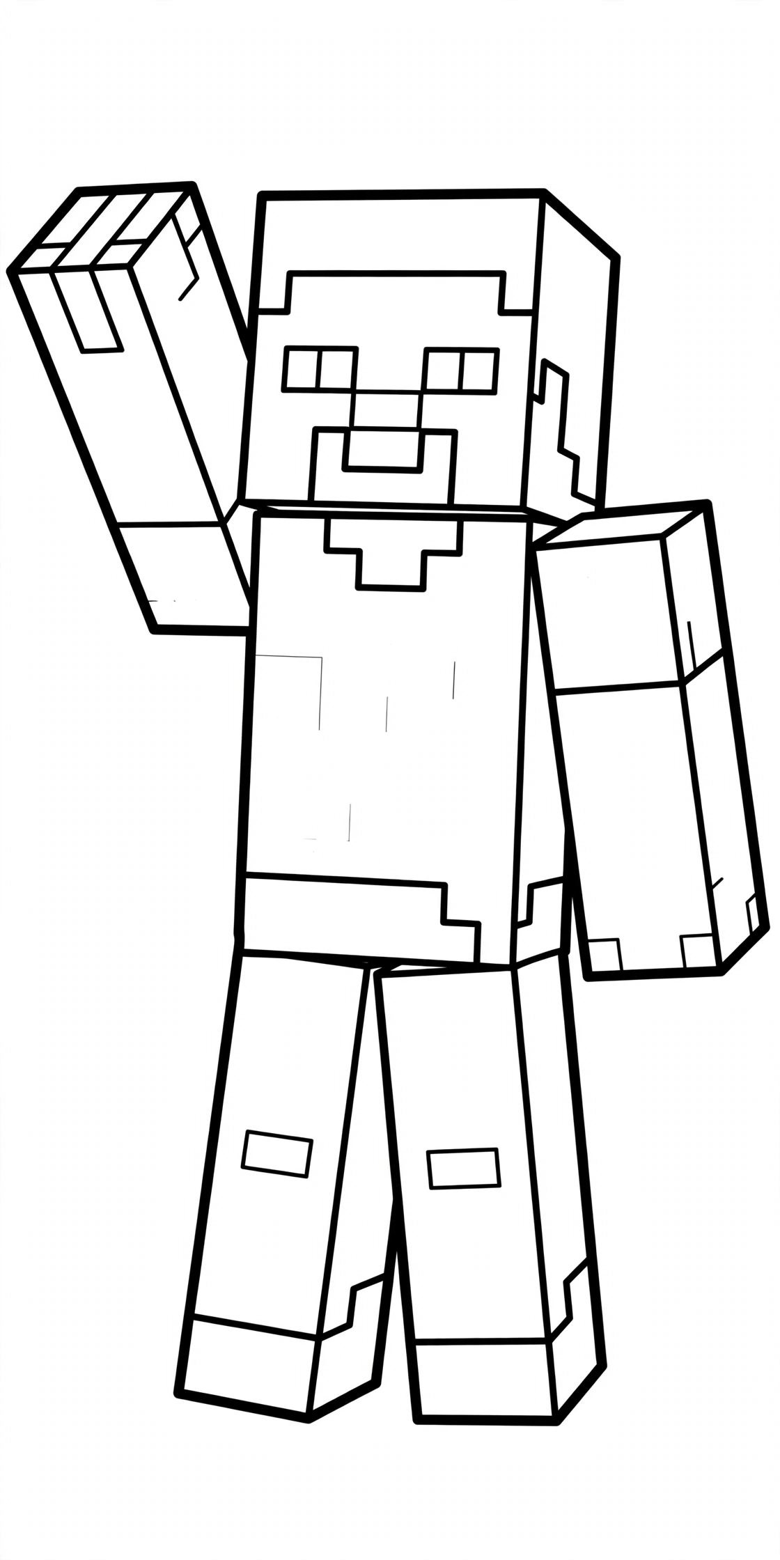 Minecraft Steve coloring page - waving