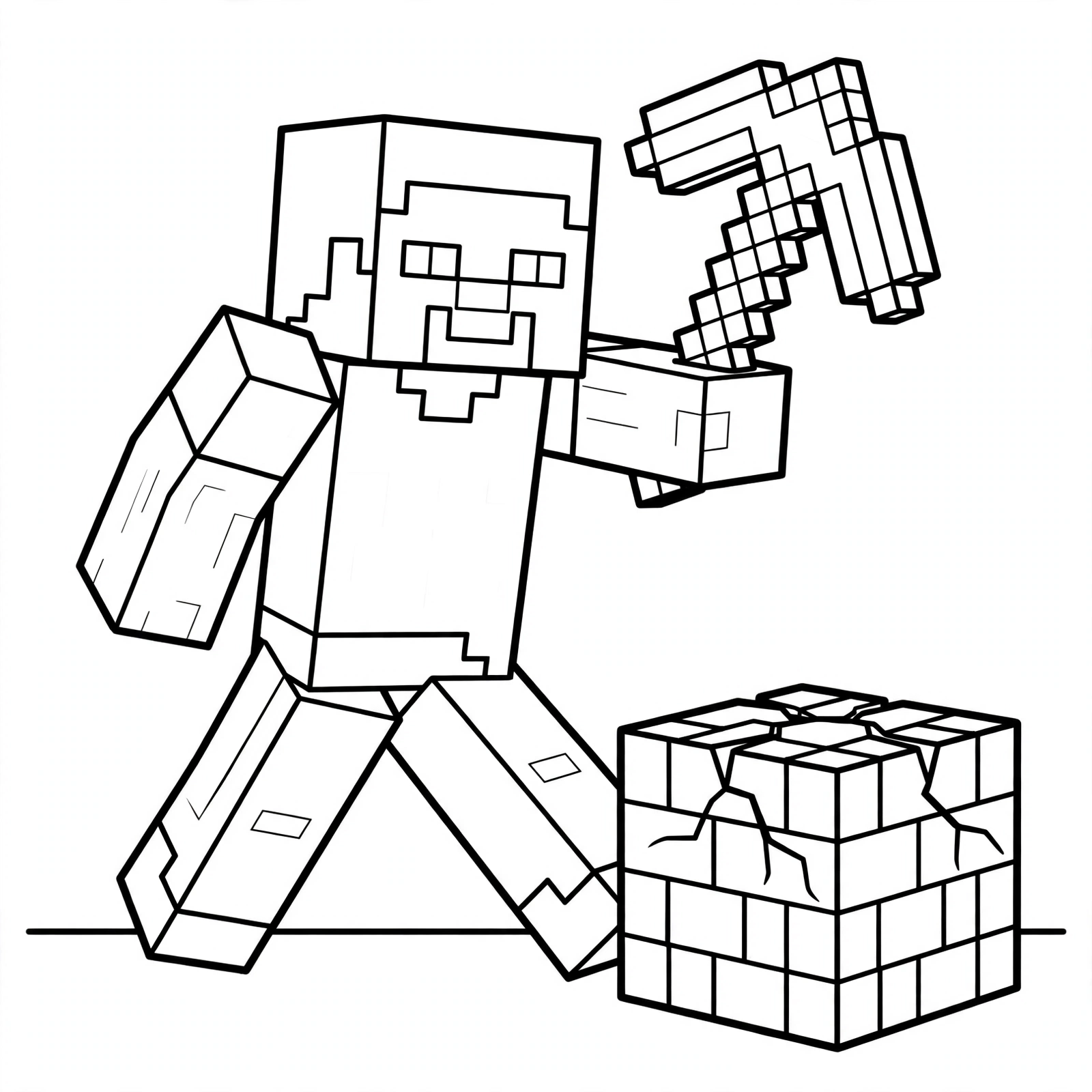 Minecraft Steve coloring page - mining