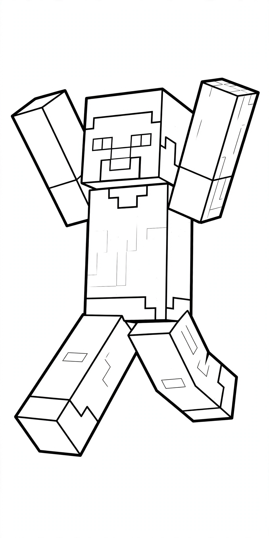 Minecraft Steve coloring page - jumping