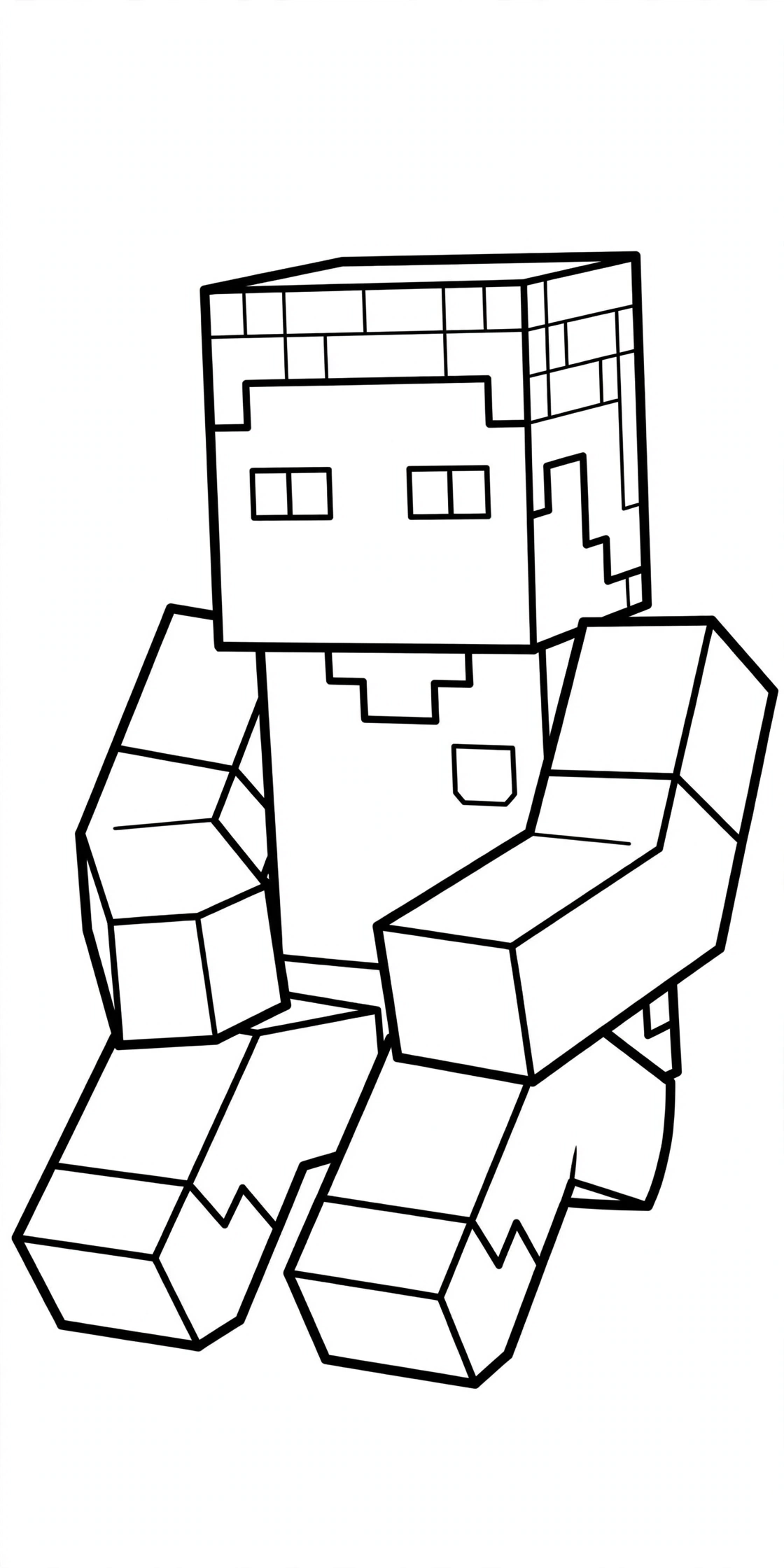 Minecraft Steve coloring page - sitting