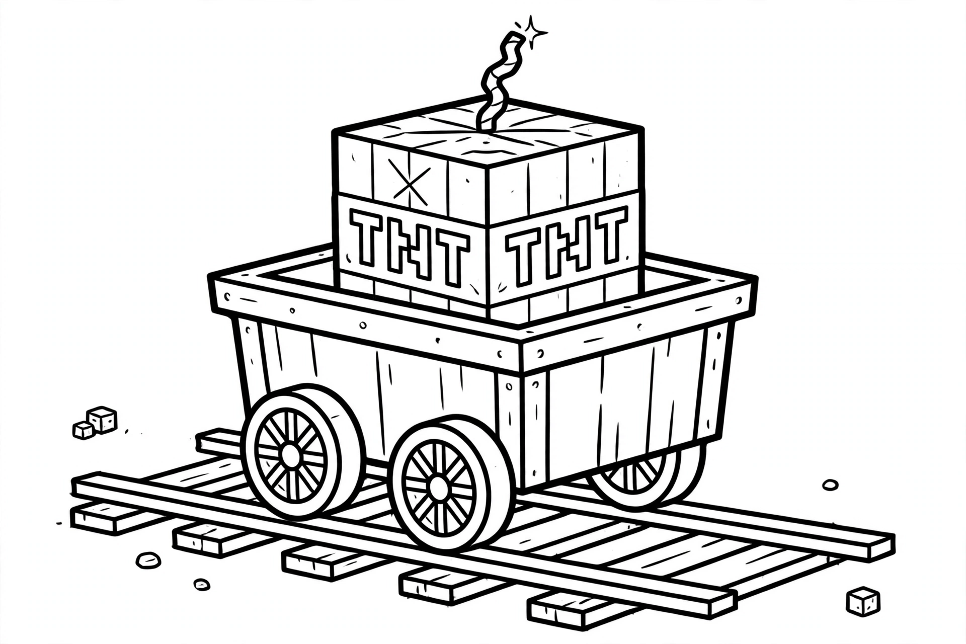 Minecraft TNT coloring page - minecart