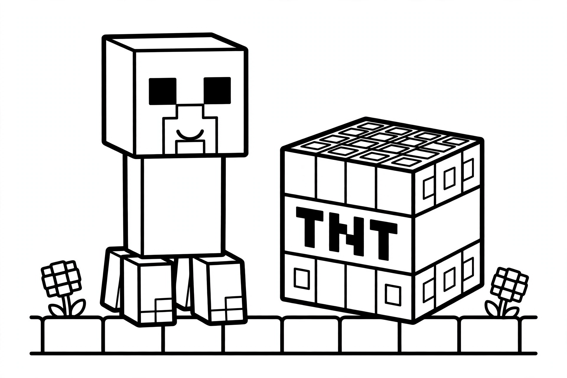 Minecraft TNT coloring page - creeper tnt