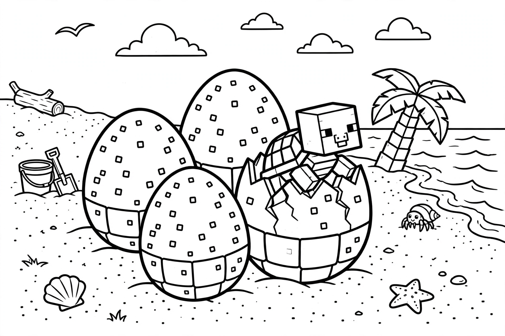 Minecraft Turtle coloring page - turtle egg