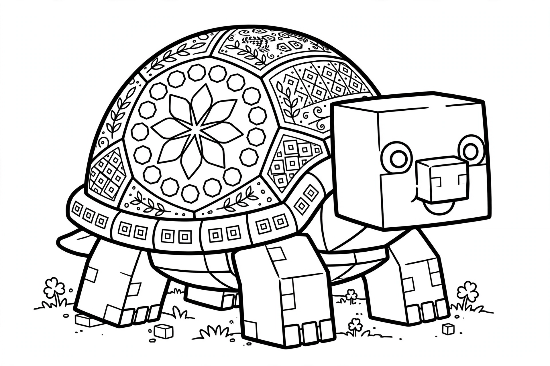 Minecraft Turtle coloring page - diving