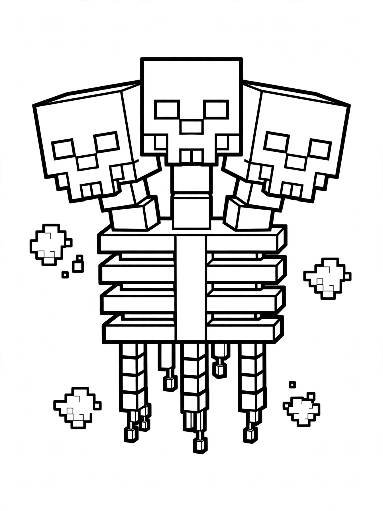 Minecraft Wither coloring page - floating