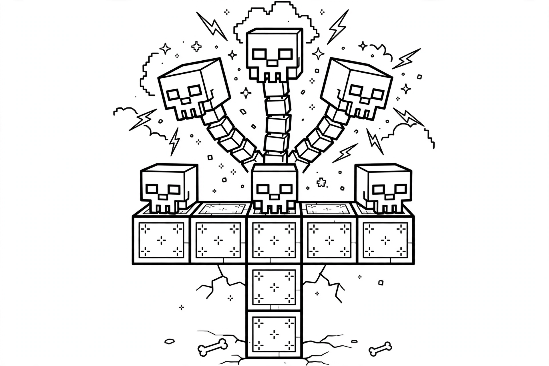 Minecraft Wither coloring page - summoning