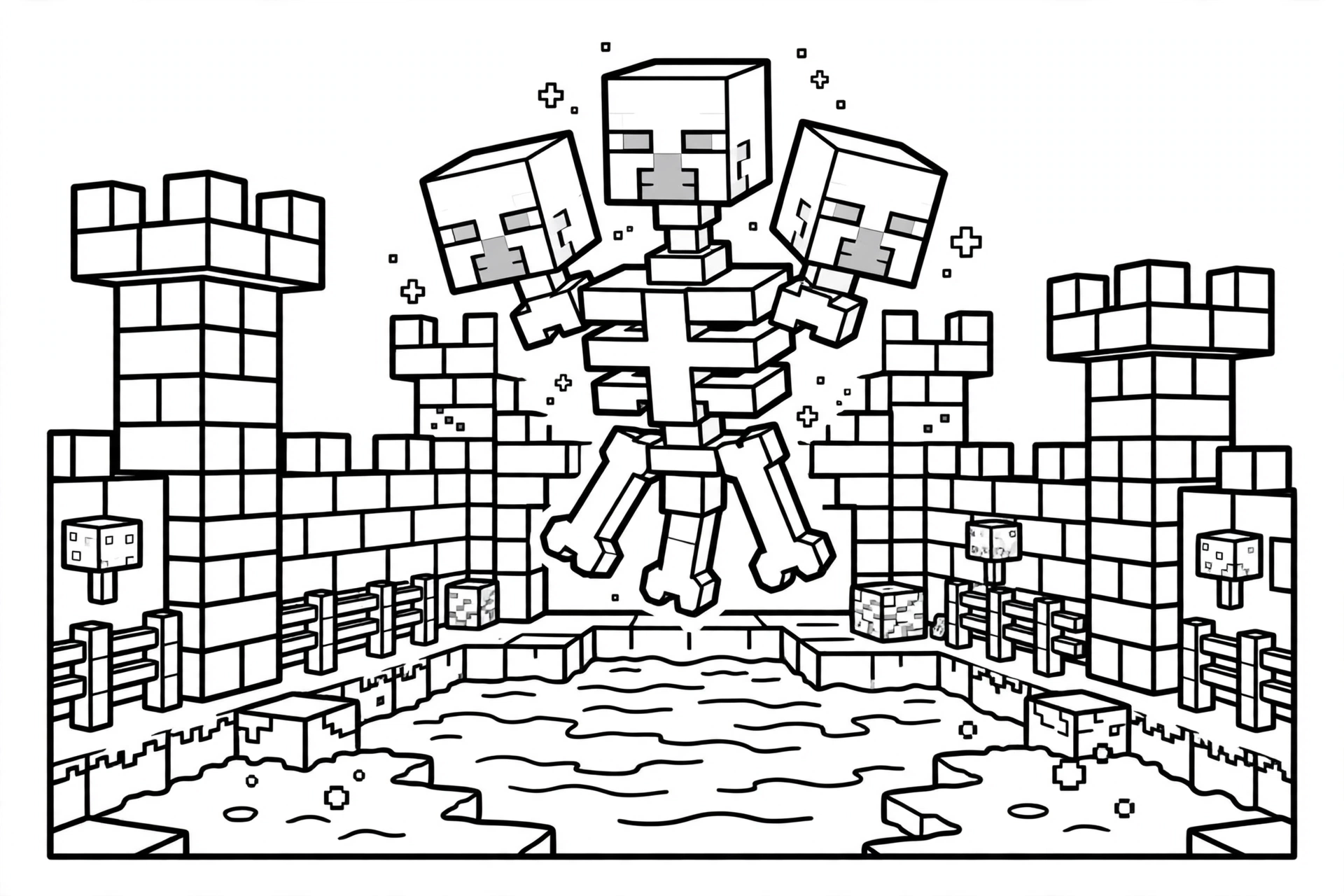 Minecraft Wither coloring page - in the Nether