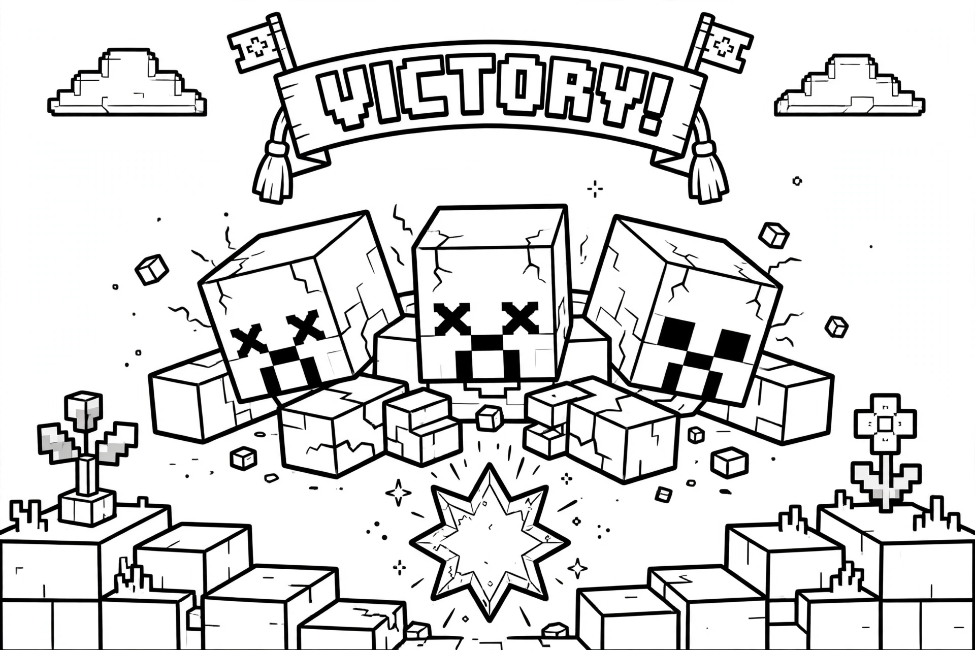 Minecraft Wither coloring page - nether star