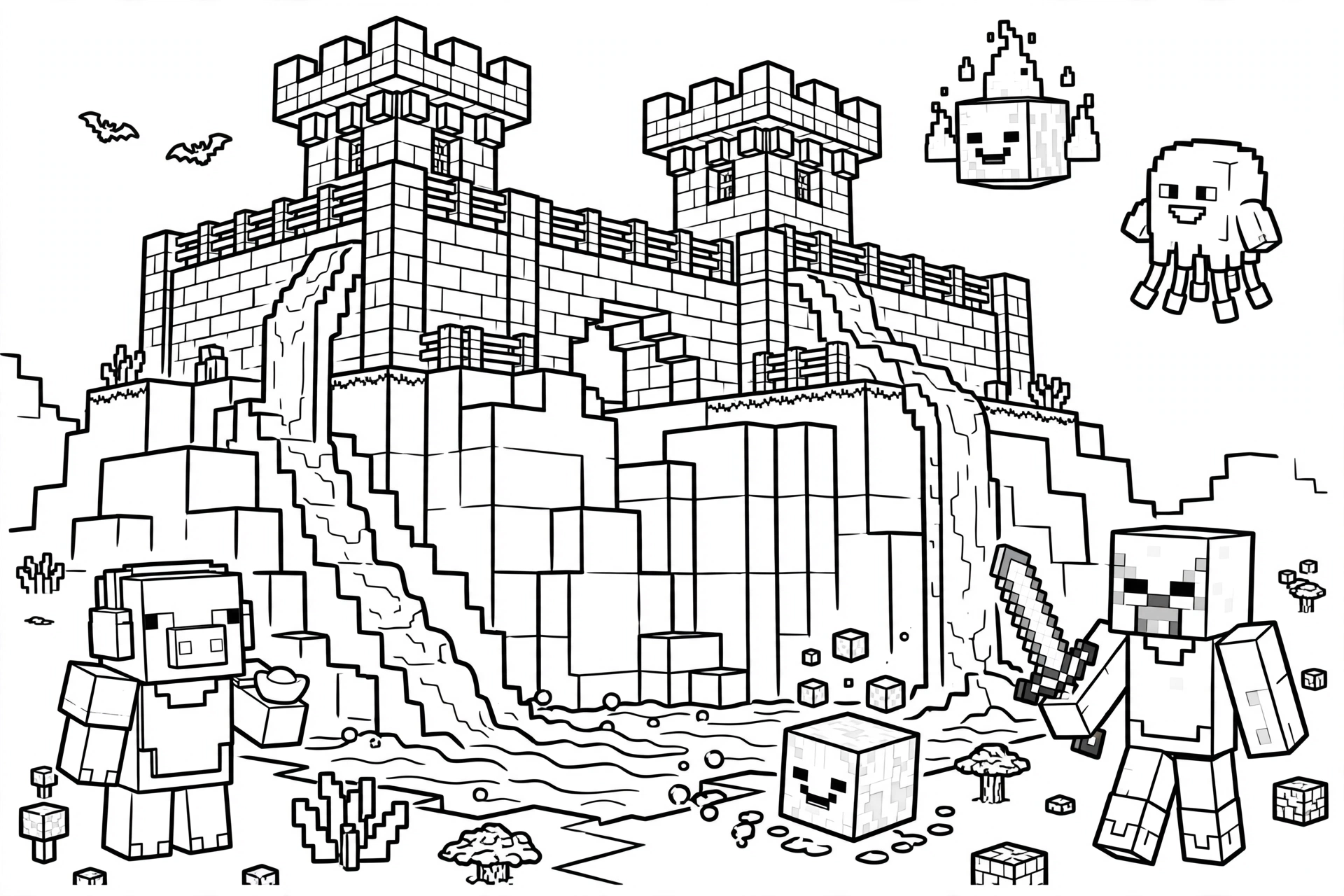 Nether-fortress-scene-coloring-page