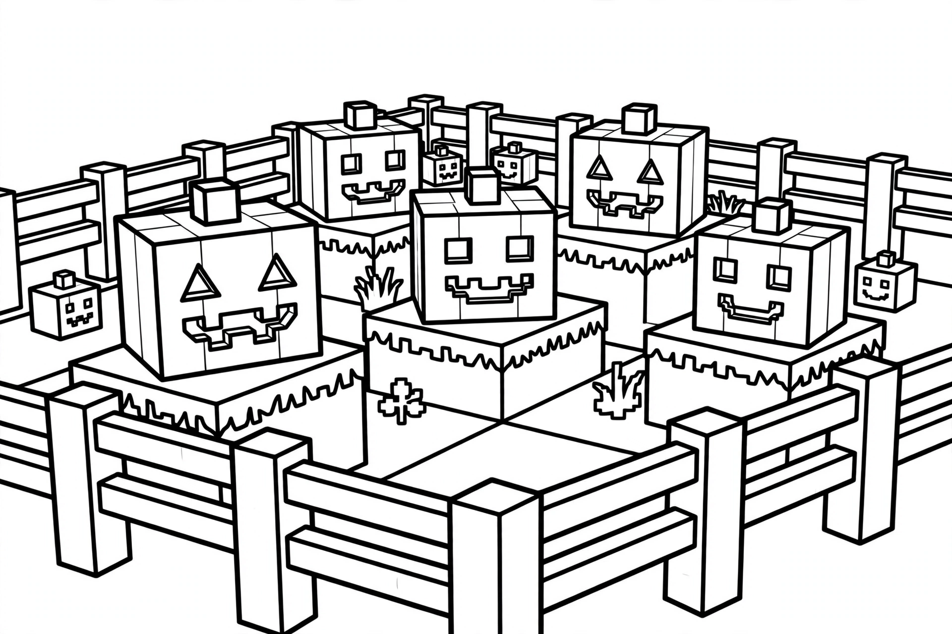 Minecraft Halloween pumpkin coloring page