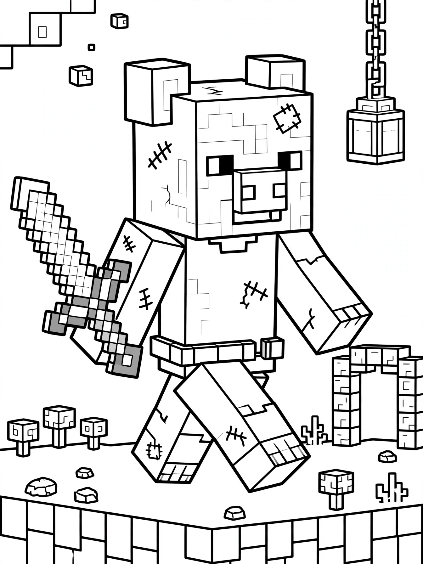 Zombie-Pigman-coloring-page-wandering