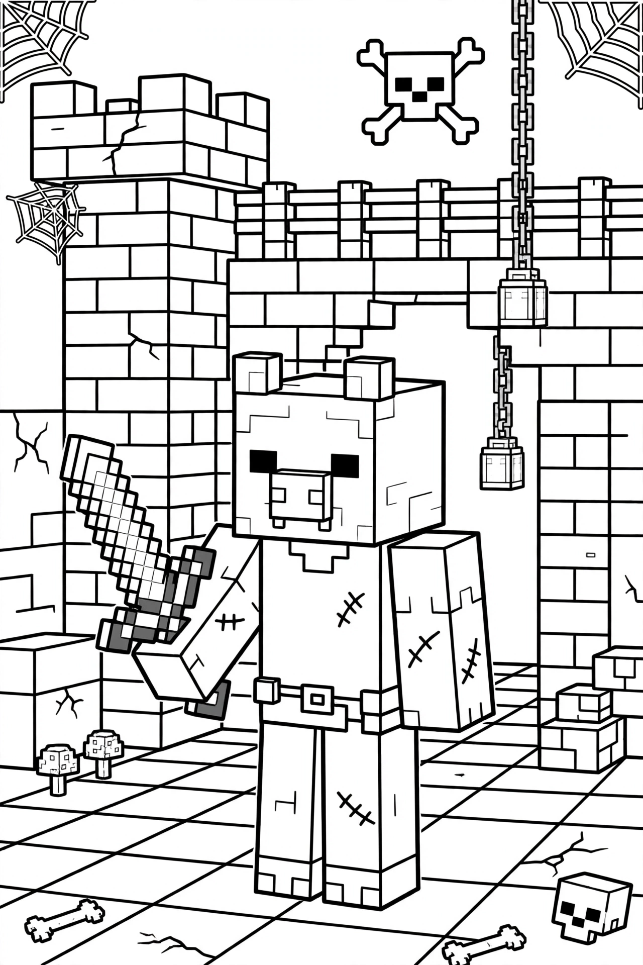 Zombie-Pigman-in-Nether-fortress-coloring-page